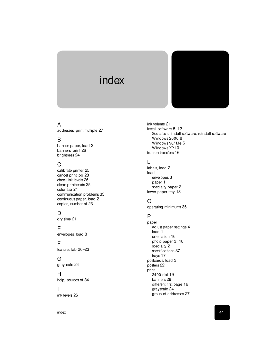 HP 610 Copier manual Index 