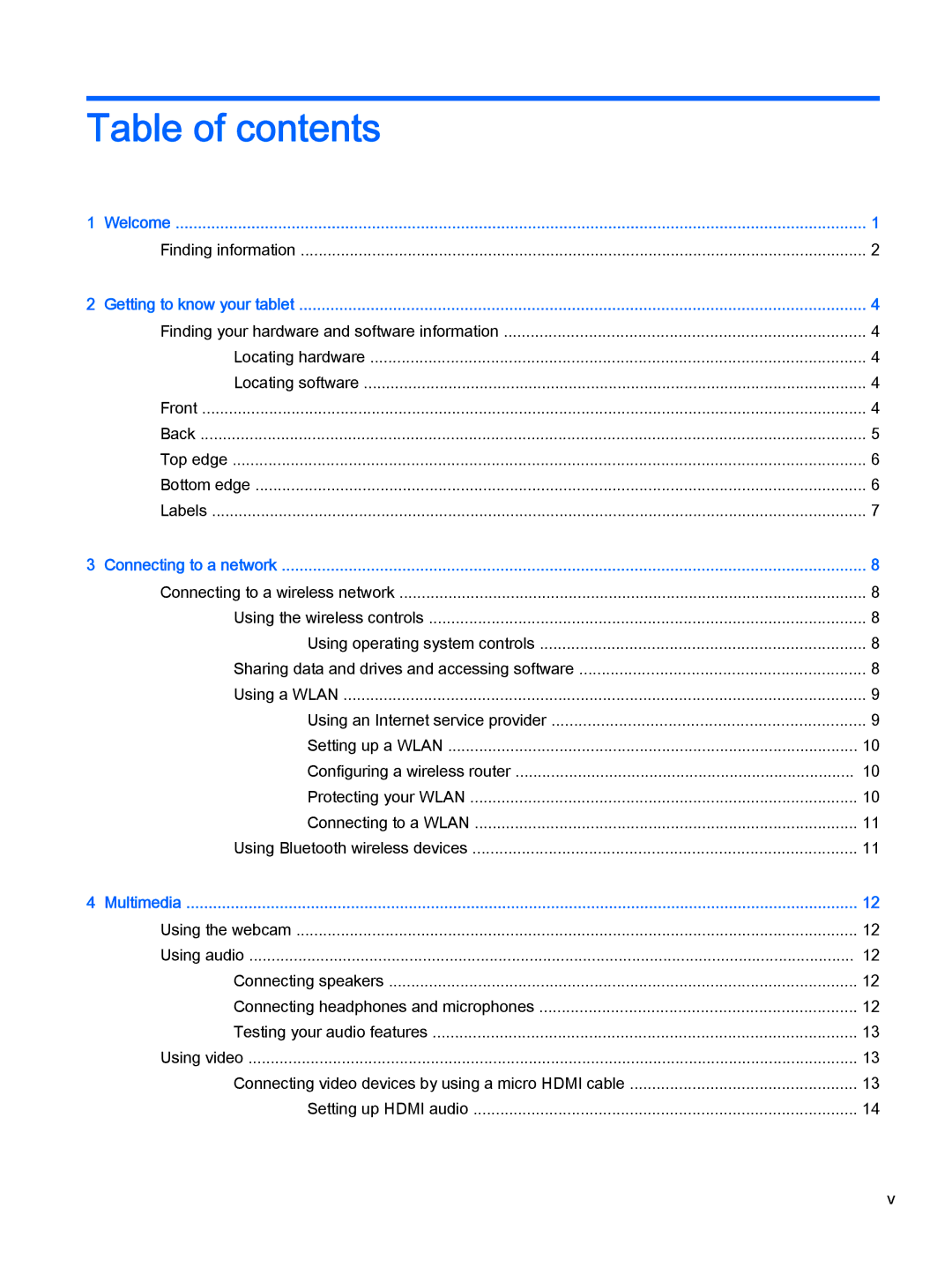 HP 610 G1 manual Table of contents 