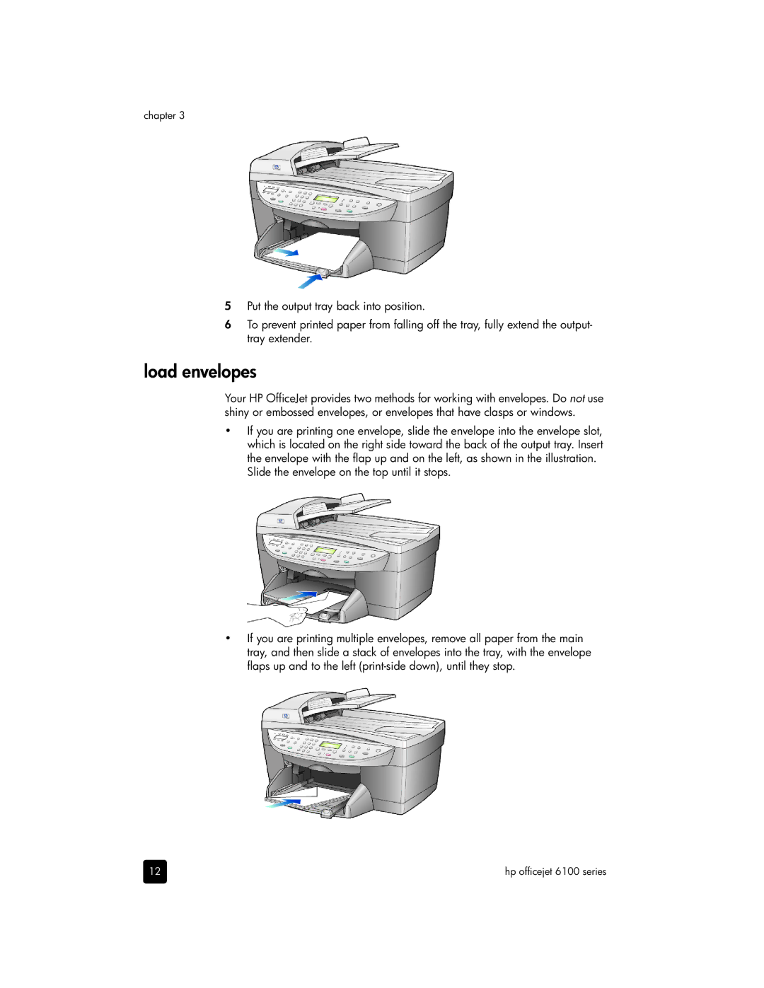 HP 6100 manual Load envelopes 