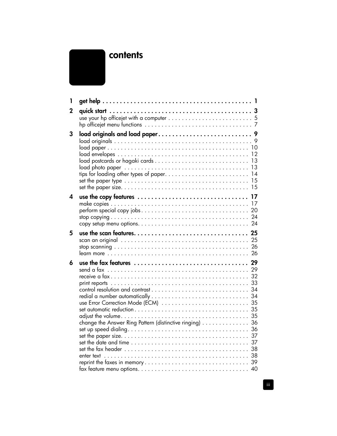 HP 6100 manual Contents 