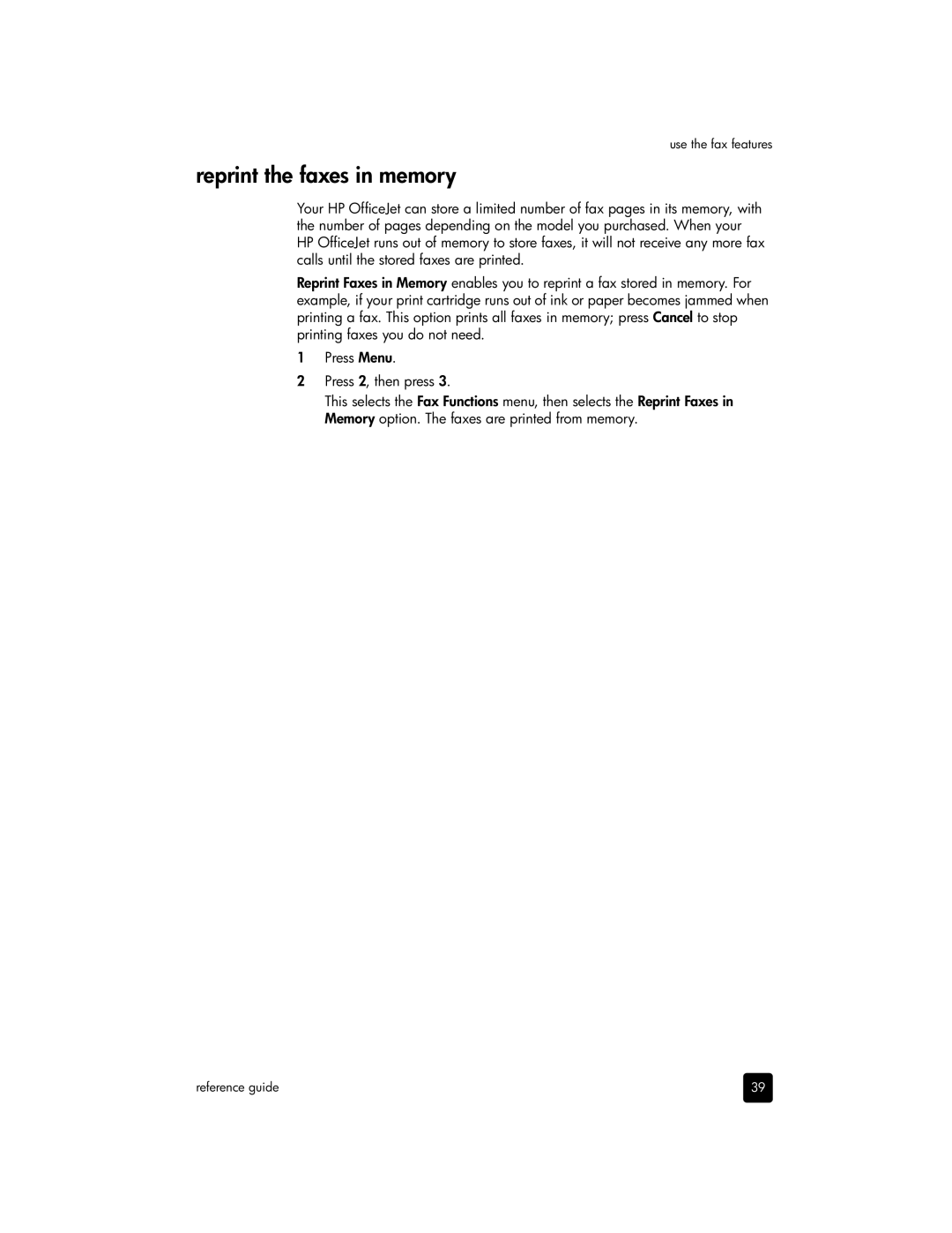 HP 6100 manual Reprint the faxes in memory 