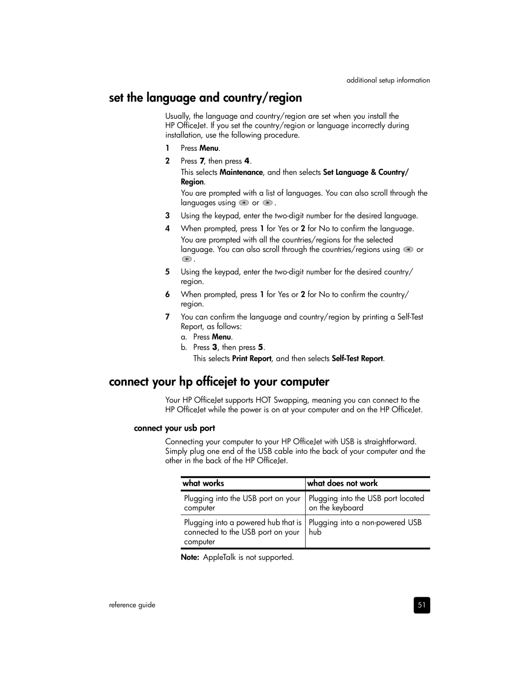 HP 6100 manual Set the language and country/region, Connect your hp officejet to your computer, Connect your usb port 