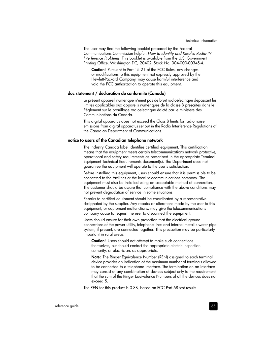 HP 6100 manual Doc statement / déclaration de conformité Canada 