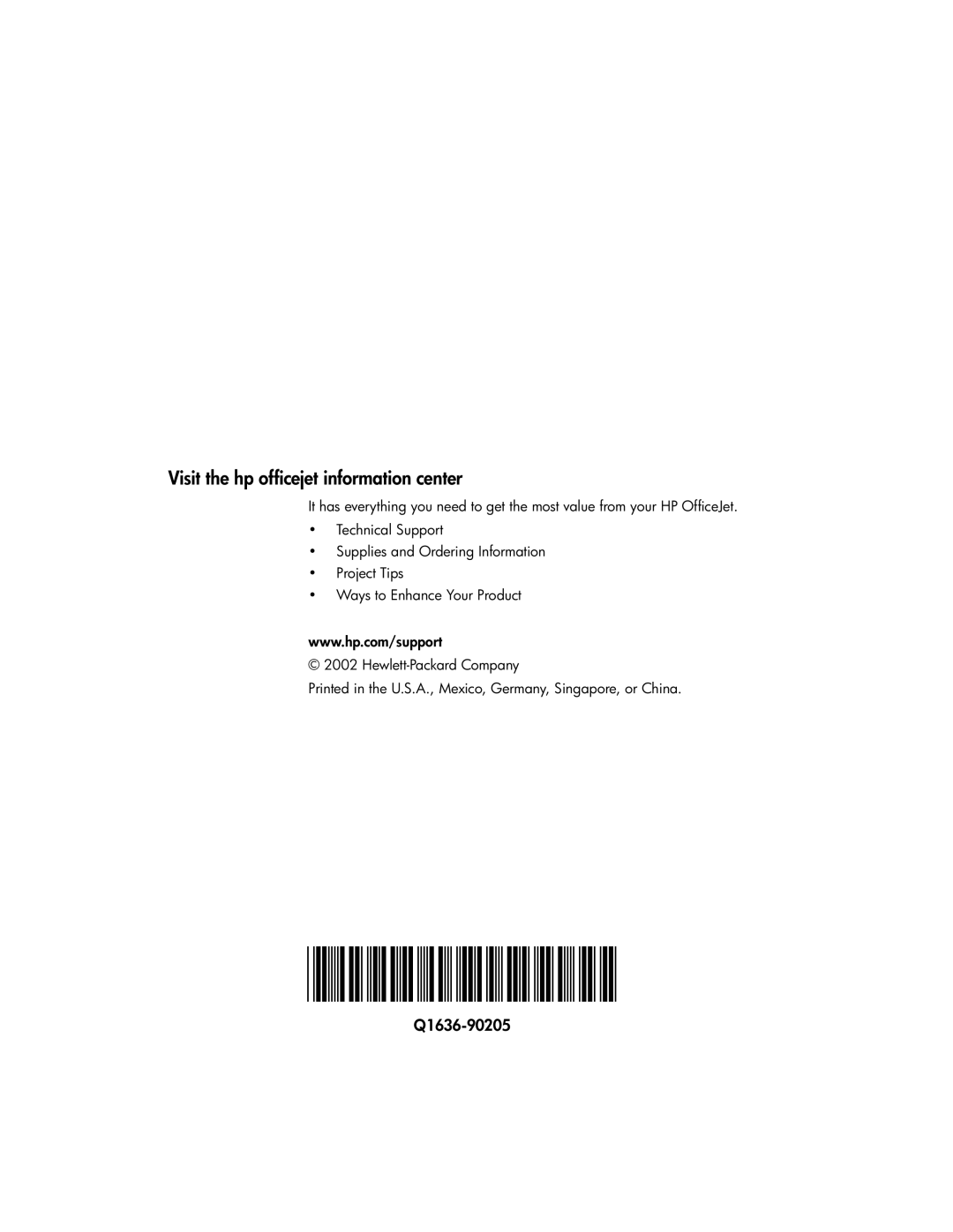 HP 6100 manual Q1636-90157, Q1636-90205 