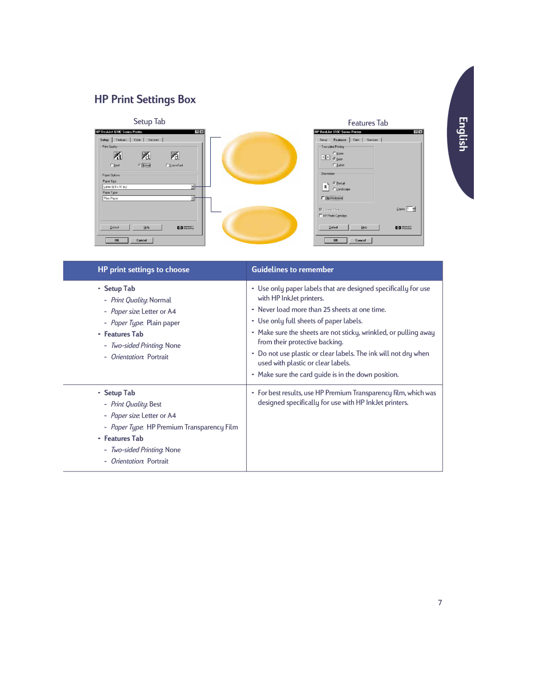 HP 610c manual Paper Type HP Premium Transparency Film 