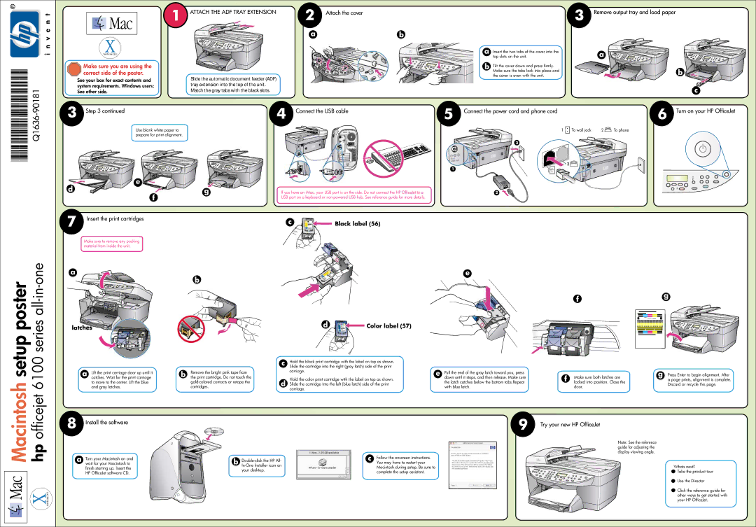 HP 6110xi, 6110v manual Step, Insert the print cartridges, Install the software, Try your new HP OfficeJet 