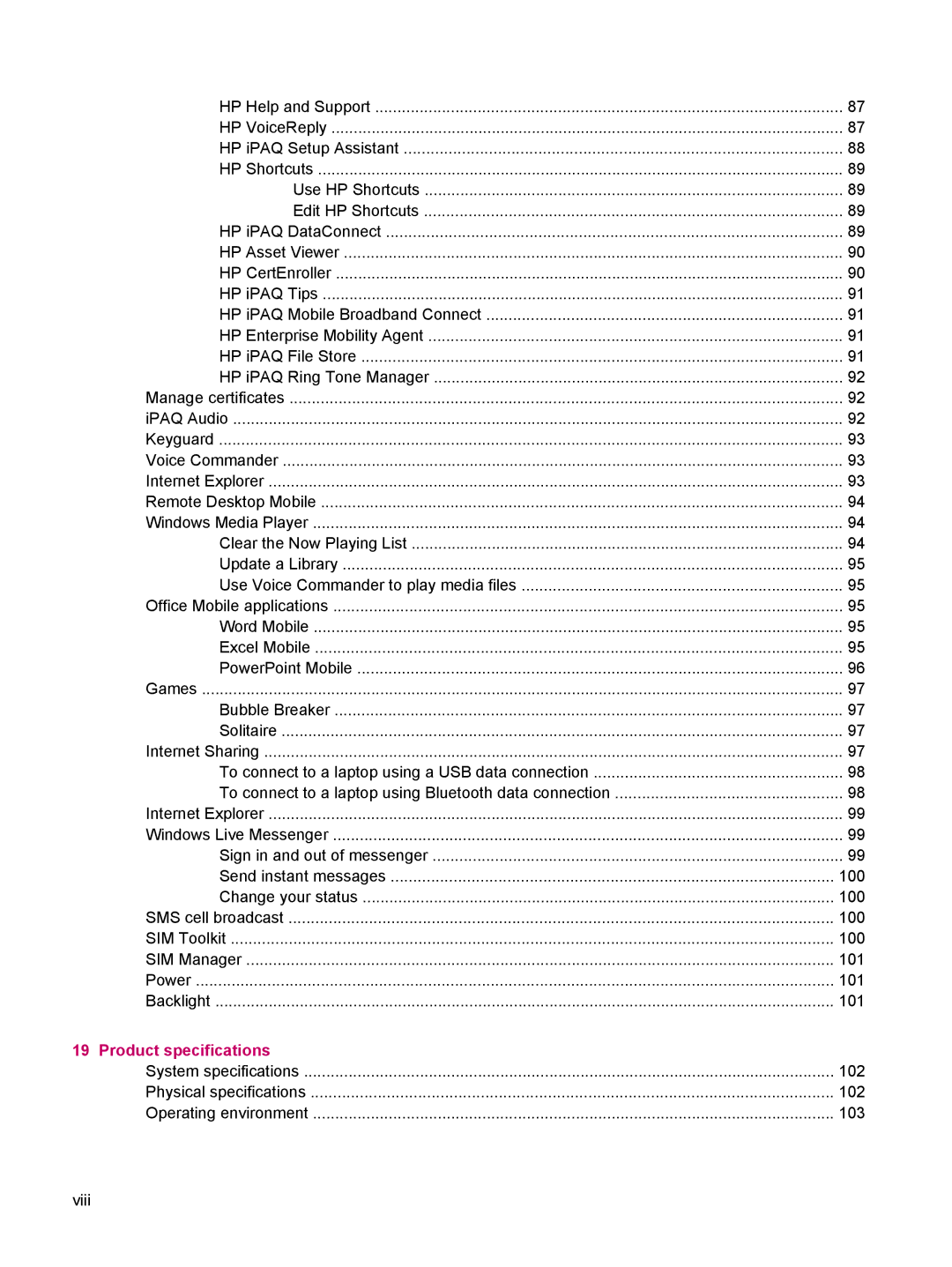 HP 612 manual Product specifications 