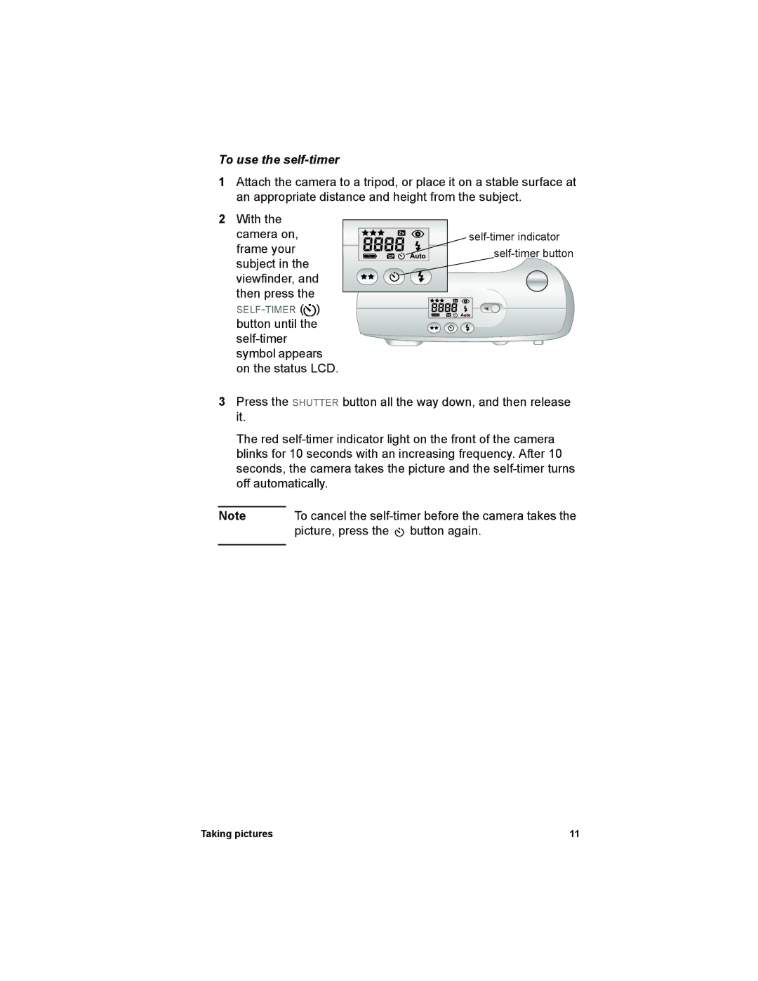 HP 612 manual To use the self-timer 