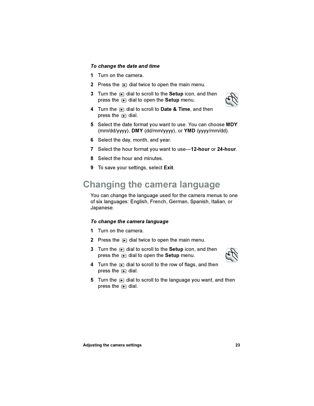 HP 612 manual Changing the camera language, To change the date and time, To change the camera language 