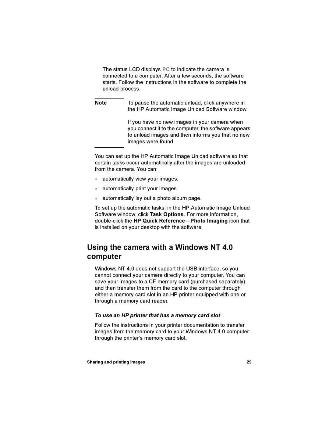 HP 612 manual Using the camera with a Windows NT 4.0 computer, To use an HP printer that has a memory card slot 