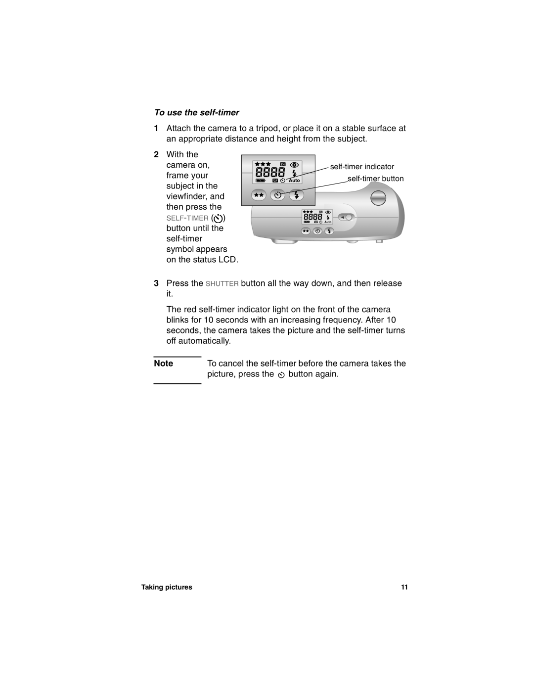 HP 612 manual To use the self-timer 