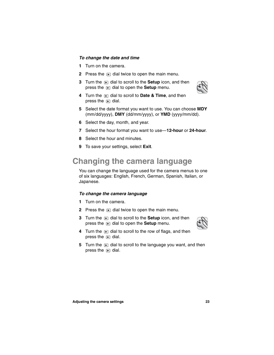 HP 612 manual Changing the camera language, To change the date and time, To change the camera language 