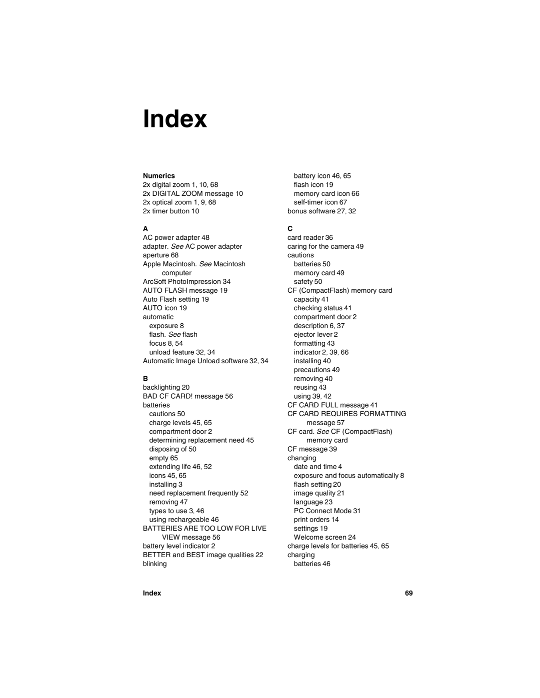 HP 612 manual Index, Numerics 