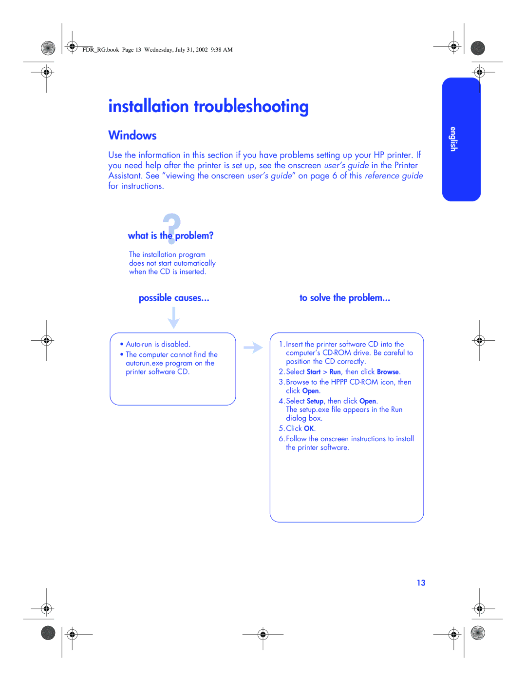 HP 6120 manual Installation troubleshooting, What is the problem?, Possible causes, To solve the problem 