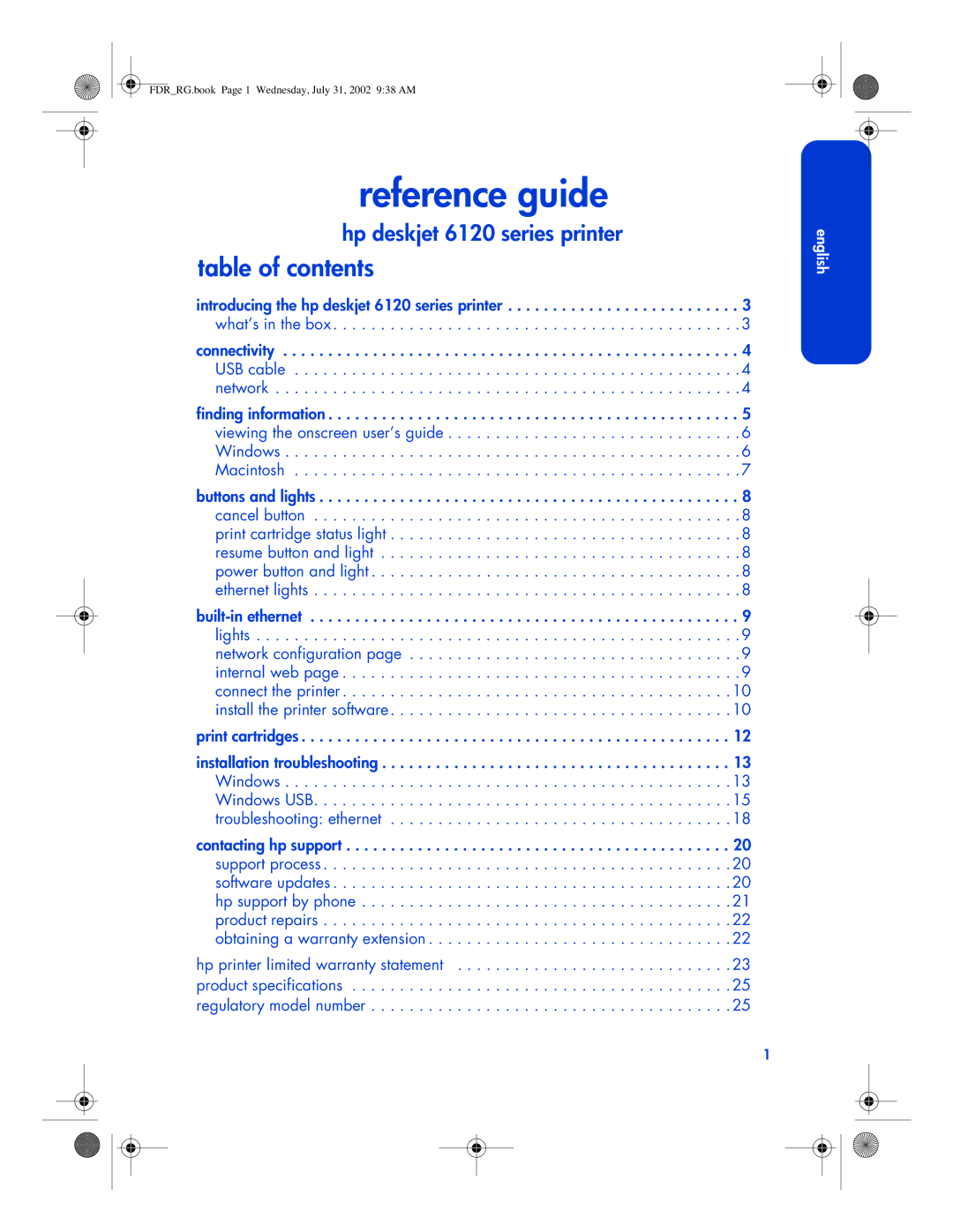 HP 6120 manual Reference guide 