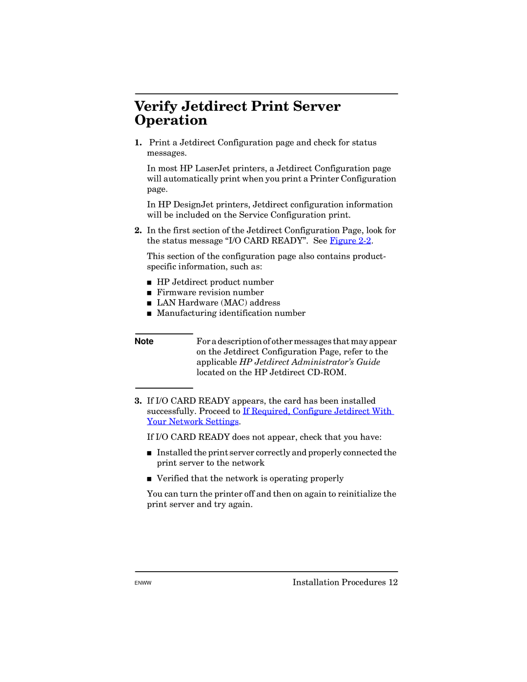 HP 615N manual Verify Jetdirect Print Server Operation, Applicable HP Jetdirect Administrator’s Guide 