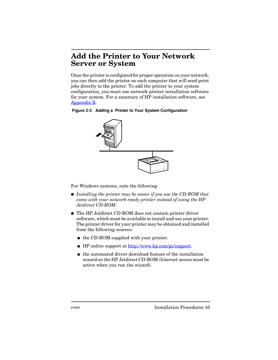 HP 615N manual Add the Printer to Your Network Server or System, Adding a Printer to Your System Configuration 