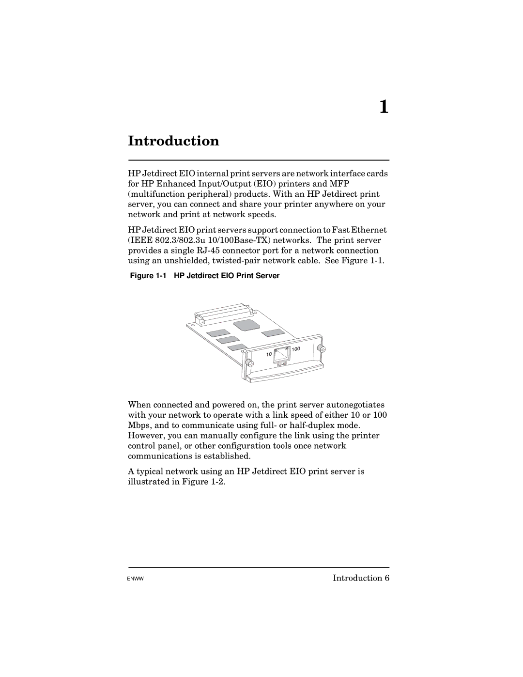 HP 615N manual Introduction, HP Jetdirect EIO Print Server 