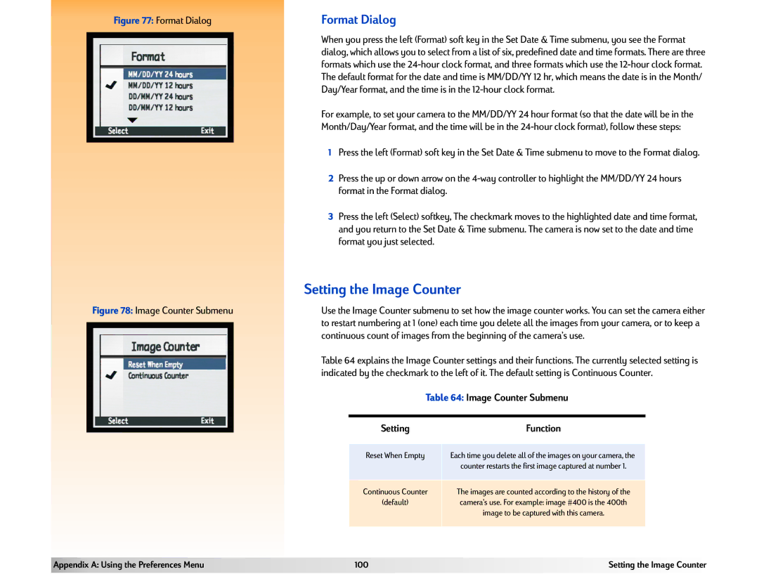 HP 618 manual Setting the Image Counter, Format Dialog 