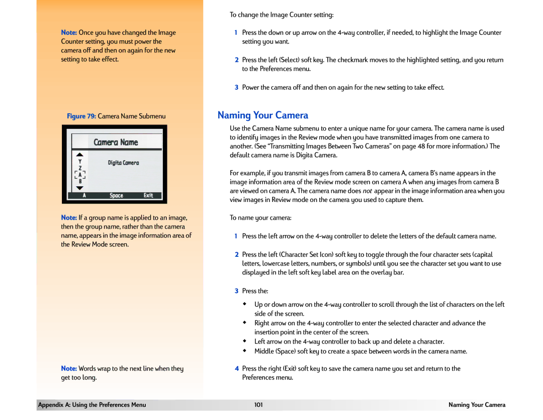 HP 618 manual Naming Your Camera, To name your camera 