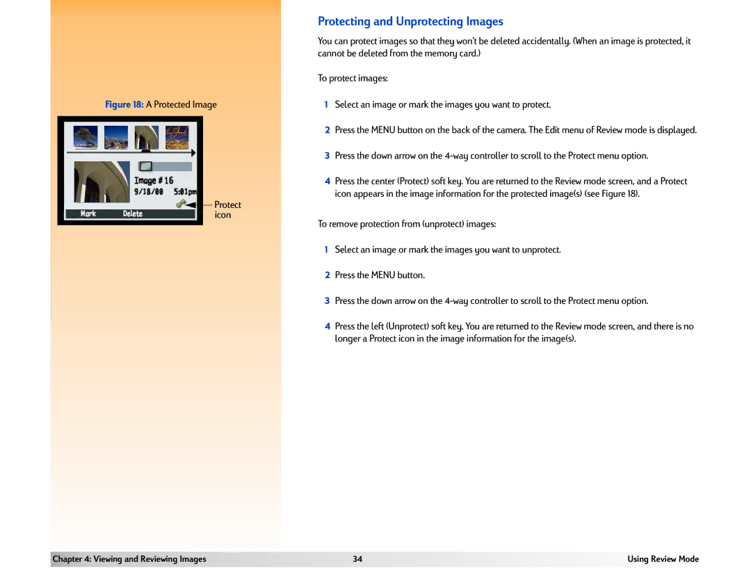 HP 618 manual Protecting and Unprotecting Images 