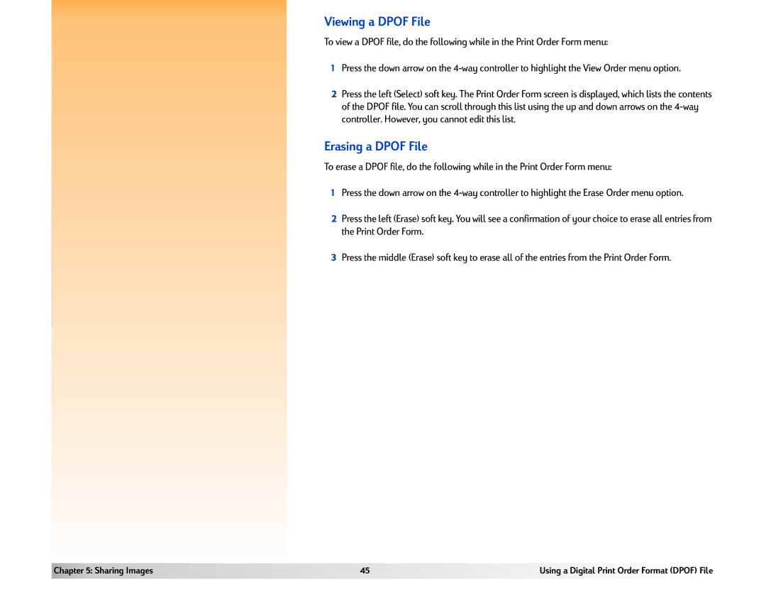 HP 618 manual Viewing a Dpof File, Erasing a Dpof File 