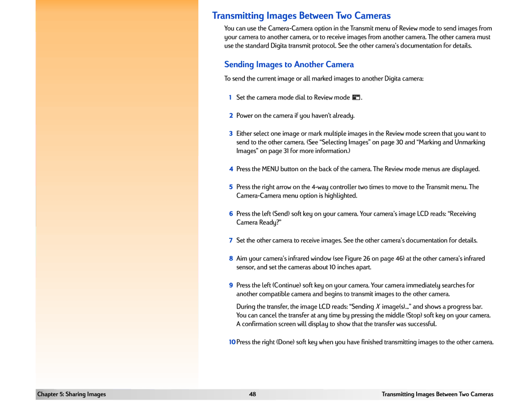 HP 618 manual Transmitting Images Between Two Cameras, Sending Images to Another Camera 