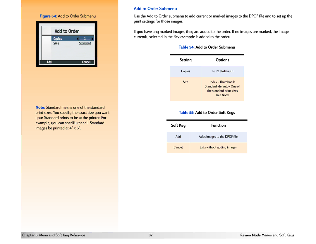 HP 618 manual Add to Order Submenu, Add to Order Soft Keys 