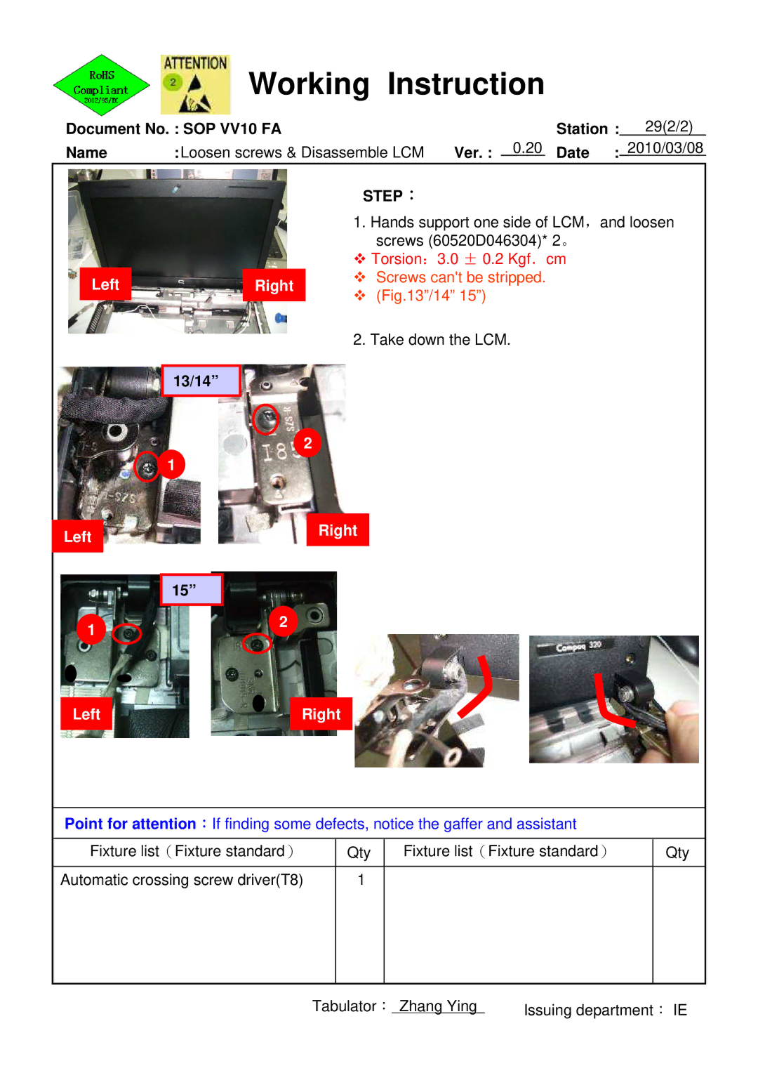 HP 620 manual Screws cant be stripped 