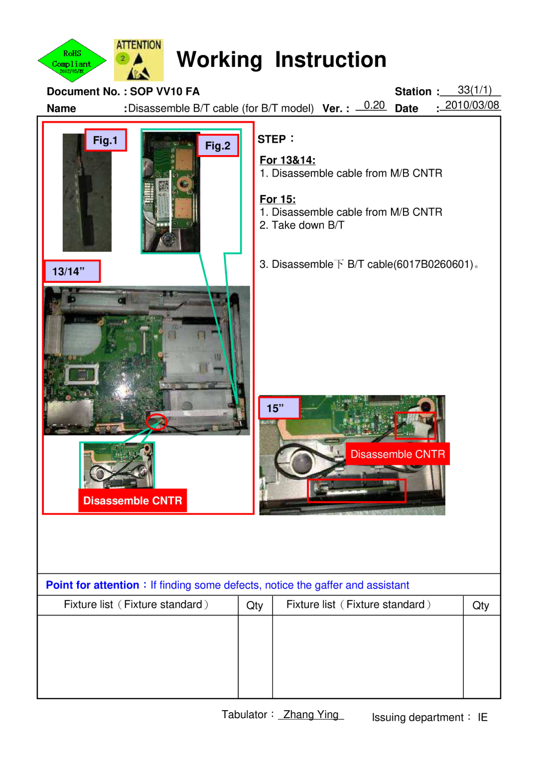 HP 620 manual Disassemble Cntr 