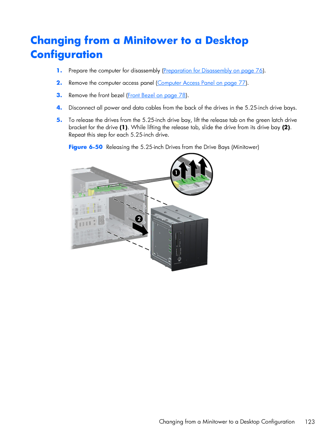 HP 8200 A2W54UT#ABA, 6200 Pro H3D90USABA, 6200 PRO QN084AW#ABA manual Changing from a Minitower to a Desktop Configuration 