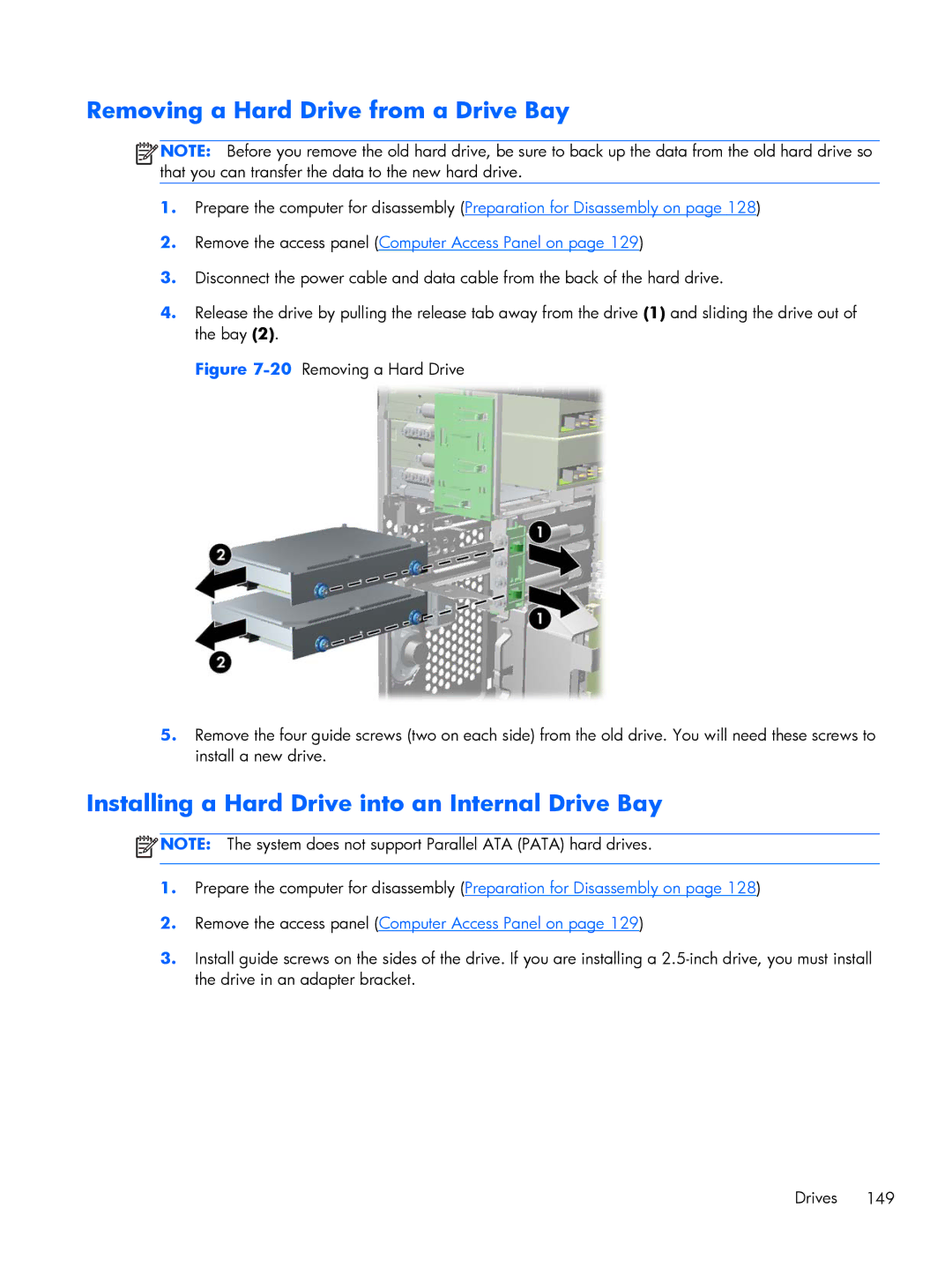 HP 6200 PRO QN084AW#ABA manual Removing a Hard Drive from a Drive Bay, Installing a Hard Drive into an Internal Drive Bay 