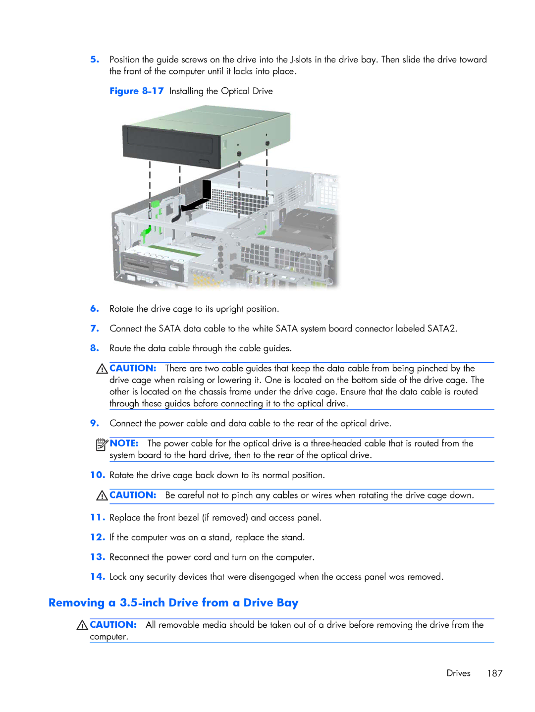 HP 8200 A2W54UT#ABA, 6200 Pro H3D90USABA, 6200 PRO QN084AW#ABA manual Removing a 3.5-inch Drive from a Drive Bay 