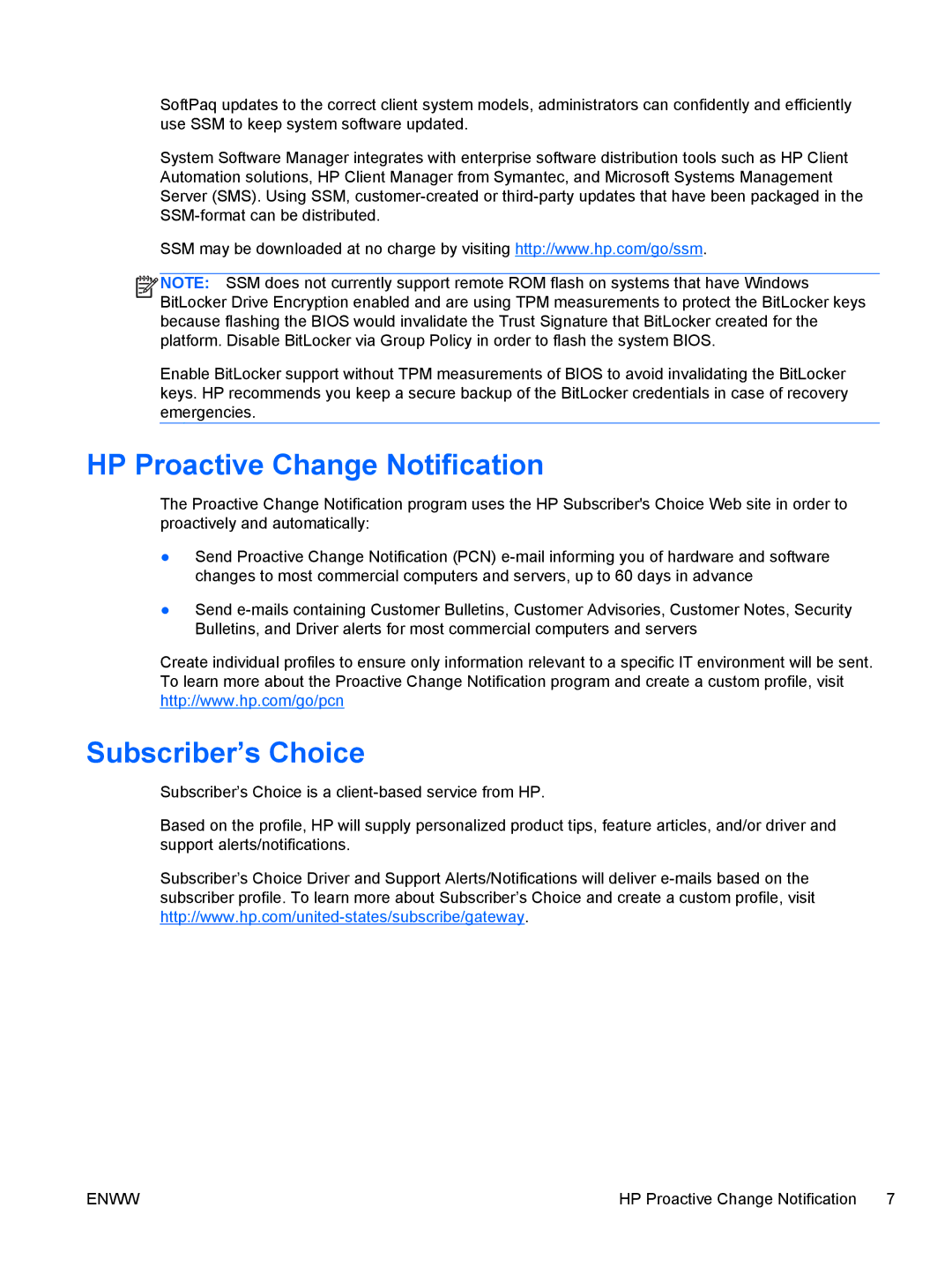 HP 6200 Pro manual HP Proactive Change Notification, Subscriber’s Choice 