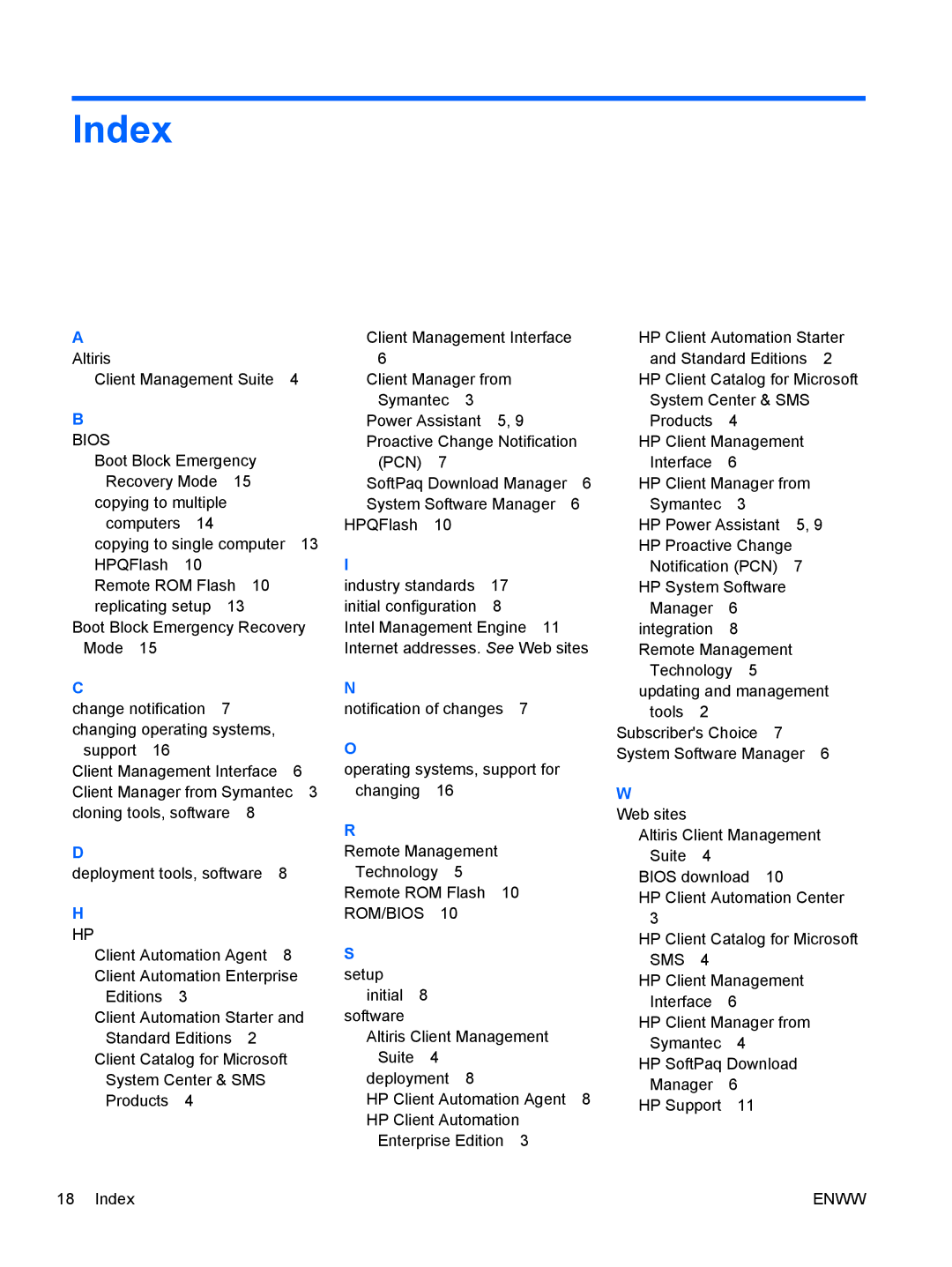 HP 6200 Pro manual Index, Bios 