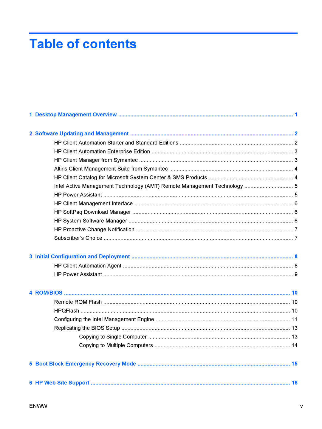 HP 6200 Pro manual Table of contents 