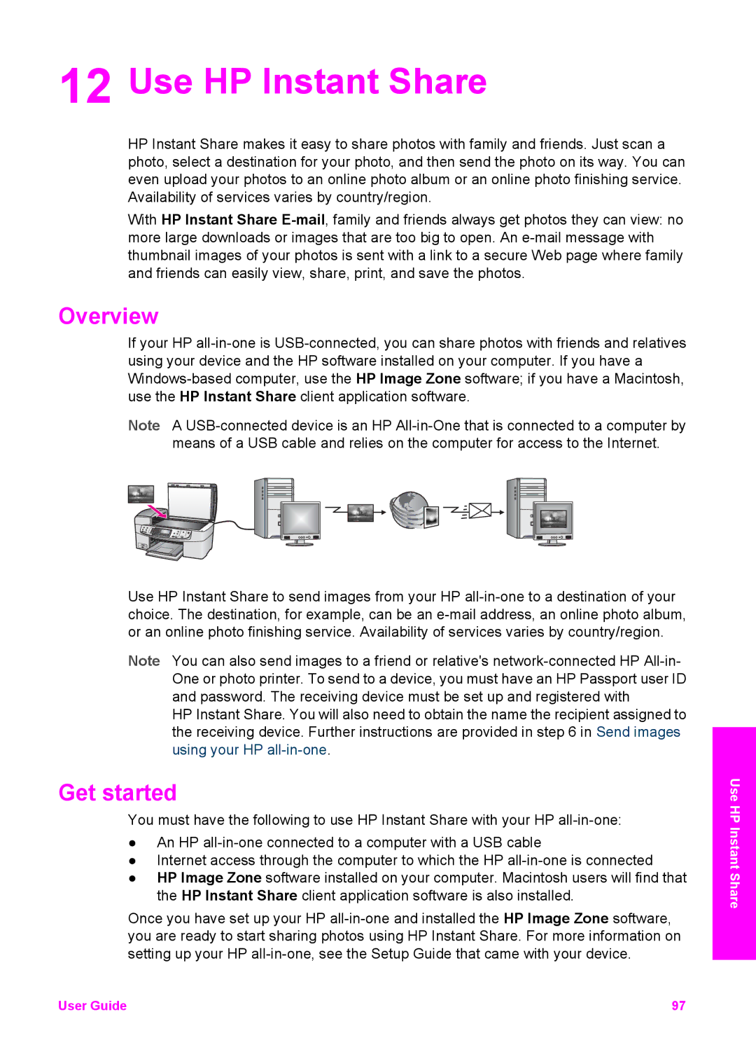 HP 6200 manual Use HP Instant Share, Overview, Get started 