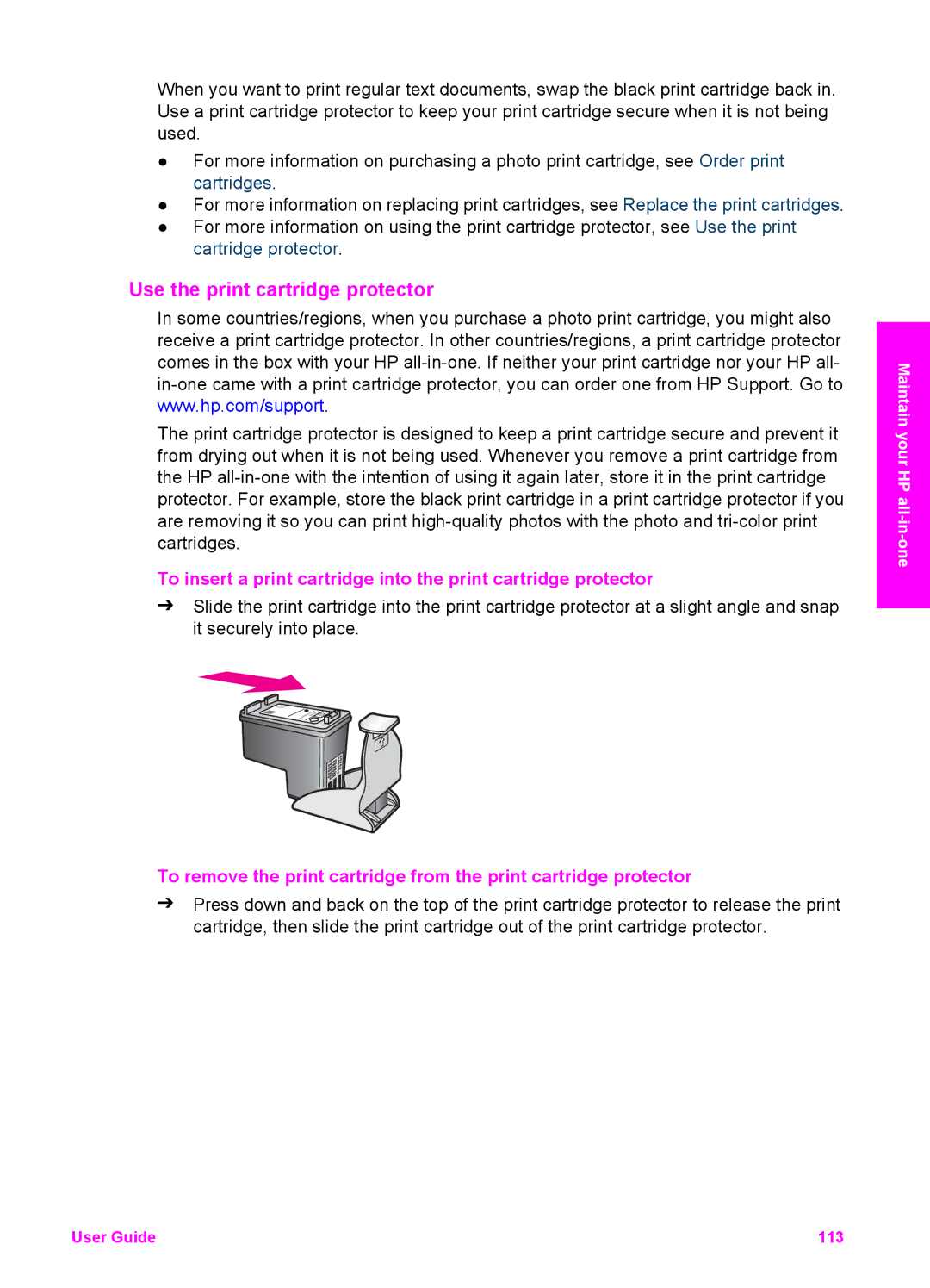 HP 6200 manual Use the print cartridge protector 