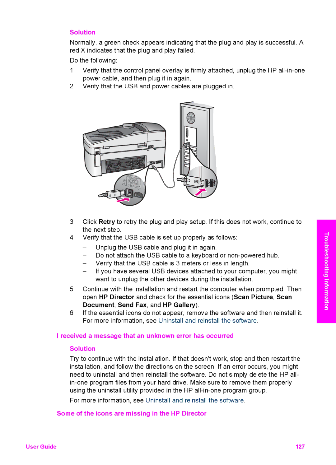 HP 6200 manual Some of the icons are missing in the HP Director 