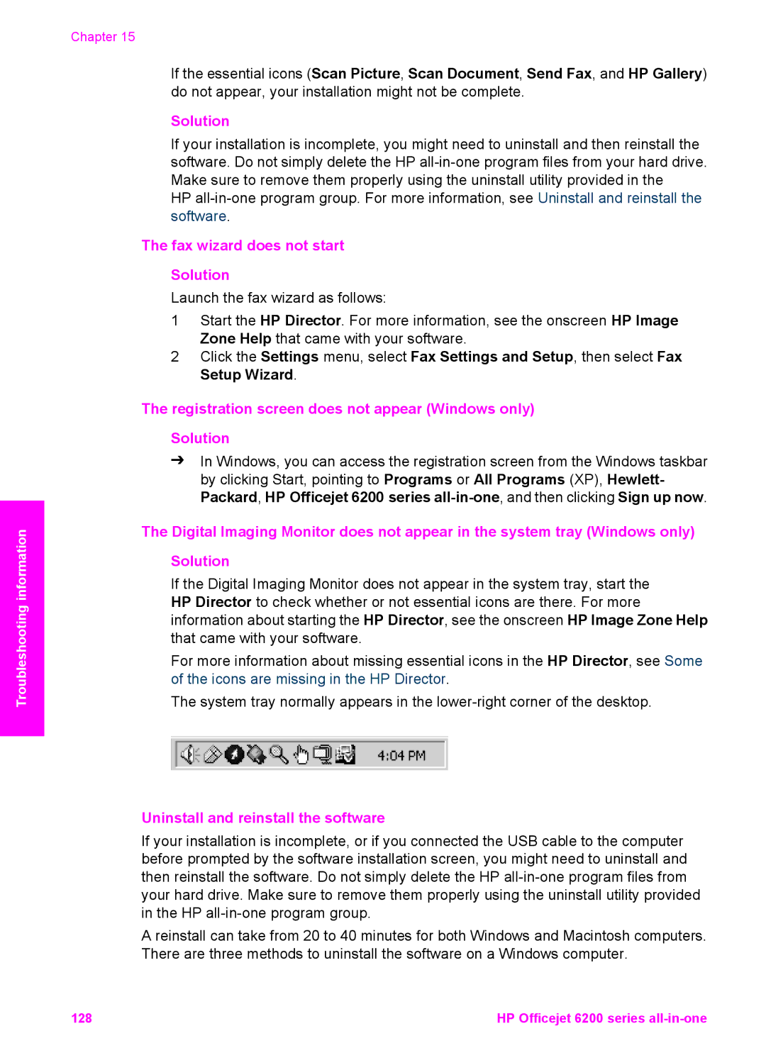 HP 6200 manual Fax wizard does not start Solution, Registration screen does not appear Windows only Solution 