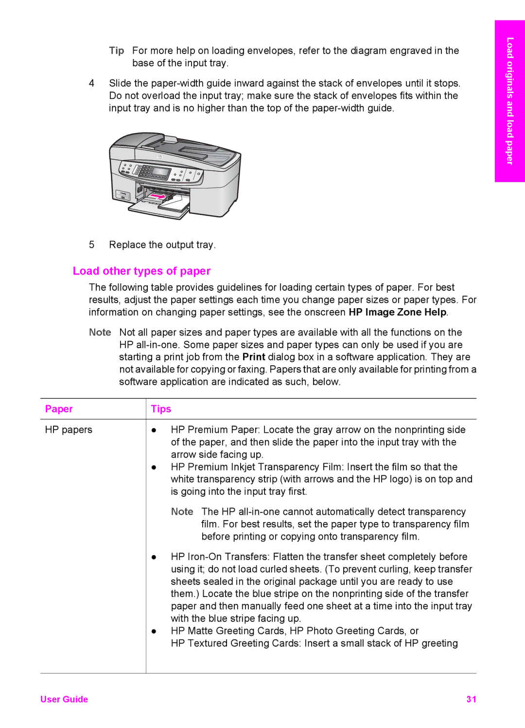 HP 6200 manual Load other types of paper, Paper Tips 