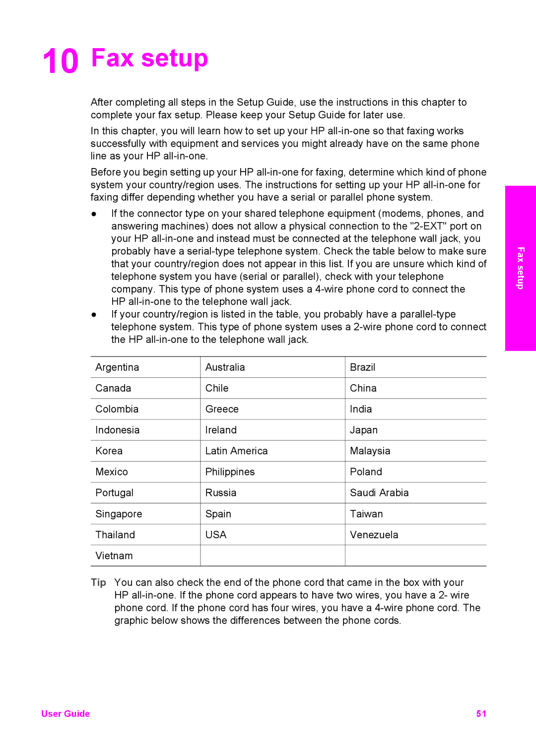 HP 6200 manual Fax setup, Usa 