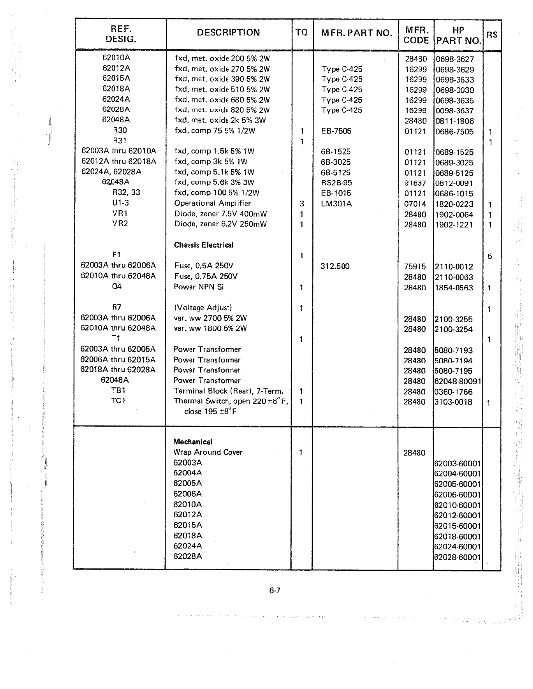 HP 62003E-62048E, 62003C-62048C, 62003A-62048A manual 