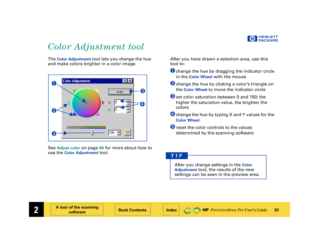 HP 6200C manual Color Adjustment tool, ➍ ➋ 