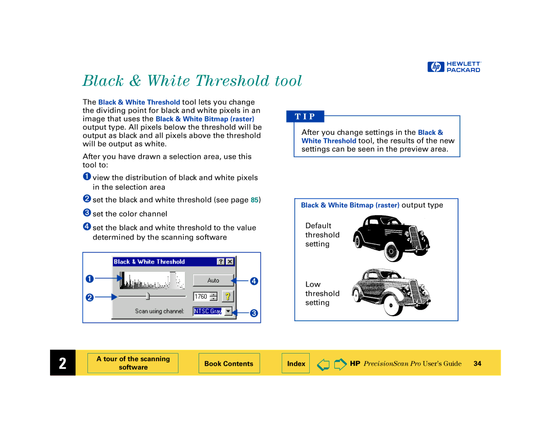 HP 6200C manual Black & White Threshold tool, ➊ ➍ ➋ 