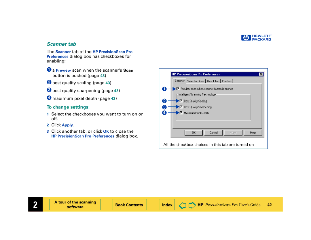 HP 6200C manual Scanner tab, To change settings 