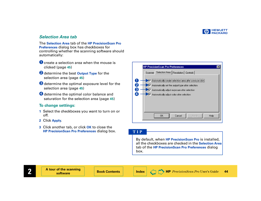 HP 6200C manual Selection Area tab 