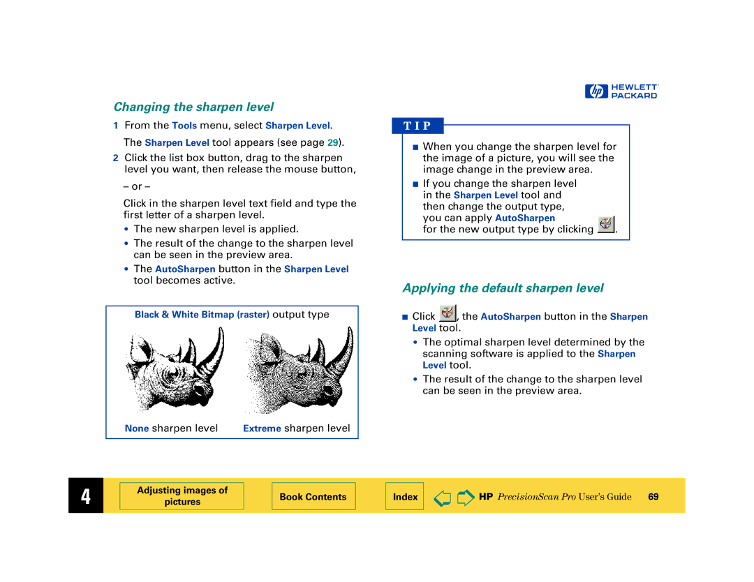 HP 6200C manual Changing the sharpen level, Applying the default sharpen level 