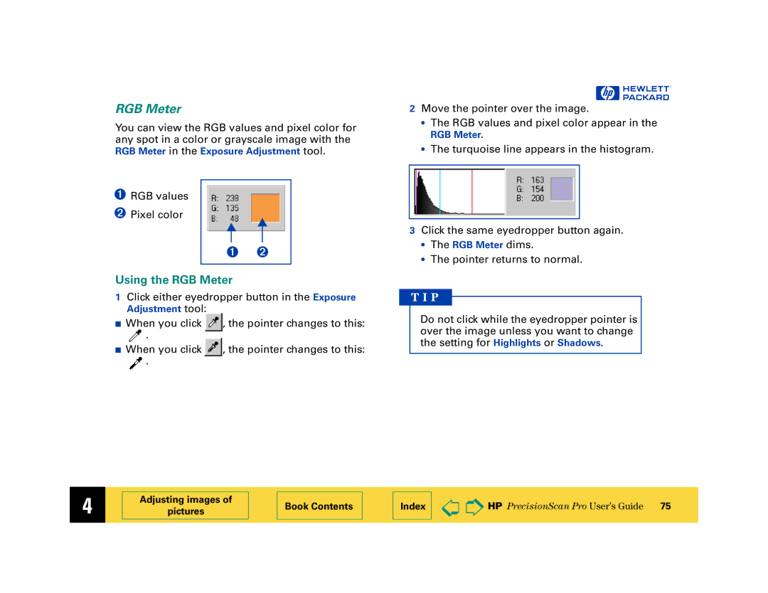 HP 6200C manual Using the RGB Meter 