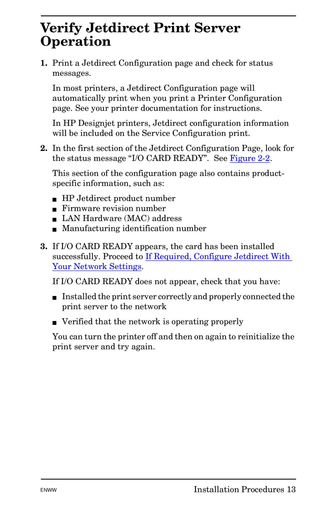 HP 620n Fast Ethernet Print Server manual Verify Jetdirect Print Server Operation 